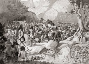 Een migratie van Scythische stammen door een pas in de bergen van Klein-Azië naar Syrië, uit Hutchinson