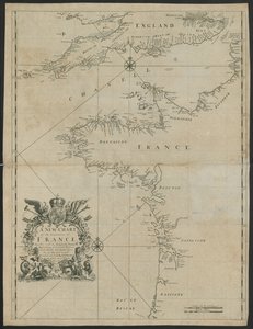 Een nieuwe kaart van de zeekusten van Frankrijk, samen met het Engelse Kanaal, c.1730 door English School