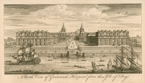 Een noordelijk uitzicht op Greenwich Hospital, Londen, vanaf het Isle of Dogs door English School
