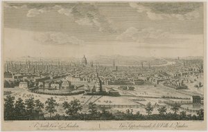 Een noordelijk uitzicht op Londen. Vanaf Pentonville Hill door English School