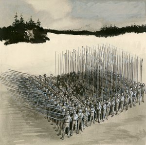 Een falanx van oude Griekse soldaten