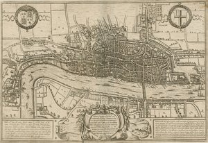 Een plan van Londen, Westminster en Southwark zoals ze werden onderzocht tijdens het bewind van koningin Elizabeth door English School