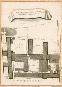 Een plan van de grond en gebouwen in de Strand genaamd de Savoy, genomen in het jaar 1736