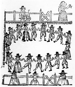 Een rondedans, een illustratie uit A Book of Roxburghe Ballads door English School