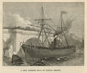 Een schip dat tegen London Bridge aanloopt door English School