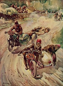 Toeristentrofee zijspanrace (kleurenlitho)