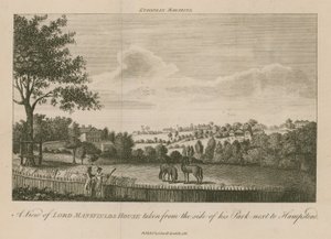 Een uitzicht op het huis van Lord Mansfield genomen vanaf de kant van zijn park naast Hampstead