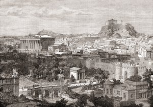 Een uitzicht op het oude Athene, Griekenland door English School