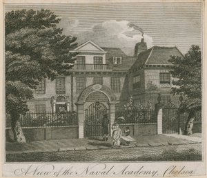 Een uitzicht op de Marine Academie in Chelsea door English School