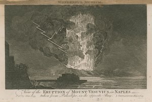 Uitzicht op de uitbarsting van de Vesuvius door English School