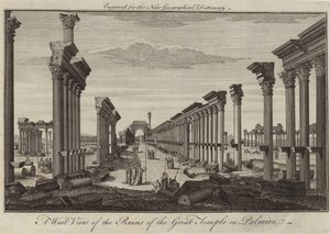 Een westelijk uitzicht op de ruïnes van de Grote Tempel in Palmira door English School