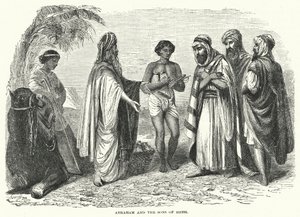 Abraham en de zonen van Heth (gravure) door English School