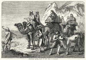 Abraham op weg naar het land Kanaän (gravure) door English School