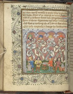 De alchemisten Geber (800 of 900 AD), Arnold van Villanova, Rhasis en Hermes Trismegistus, uit 