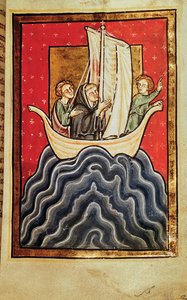 St. Cuthbert en twee broeders terugkerend uit het land van de Picten, uit 