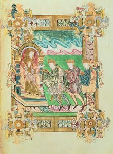 Aanbidding der Wijzen, uit het Benedictional van St. Aethelwold, Winchester door English School