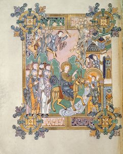 Intocht in Jeruzalem, uit de Benedictional van St. Aethelwold, Winchester, c.980 door English School