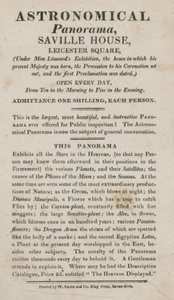 Advertentie voor Astronomisch Panorama, Saville House, Leicester Square, Londen door English School