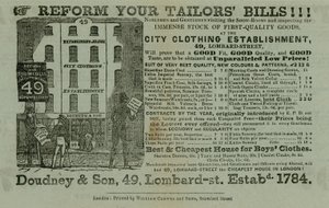 Advertentie voor Doudney & Son, City Clothing Establishment, 49 Lombard Street, Londen door English School