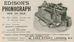 Advertentie voor Edisons Fonograaf door English School