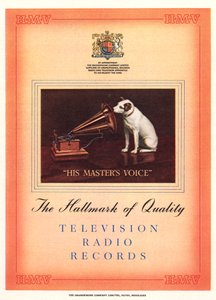 Advertentie voor His Masters Voice, illustratie uit de South Bank Exhibition catalogus, Festival of Britain, Londen, 1951