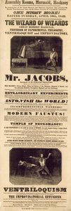 Advertentie voor Mr Jacobs, goochelaar en buikspreker door English School
