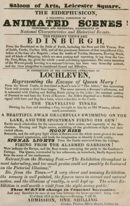 Advertentie voor The Eidephusicon, een tentoonstelling van geanimeerde scènes, pittoresk en mechanisch