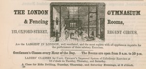 Advertentie voor The London Gymnasium & Fencing Rooms, 123 Oxford Street, Regent Circus door English School