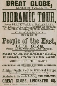 Advertentie voor een Dioramische Tour van Blackwall naar Balaklava, met tableaus van de belangrijkste steden van Europa door English School