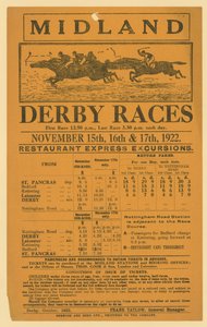 Advertentie voor spoorwegreis naar Midland Derby Races, 15-17 november 1922 door English School
