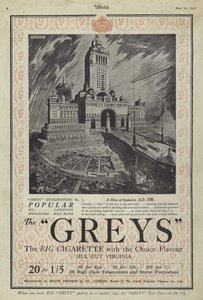 Advertentie voor Greys sigaretten door English School