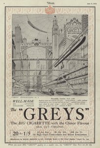 Advertentie voor Greys sigaretten door English School
