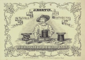 Advertentie voor J Bertin, hoedenreiniger, Gent, België door English School
