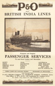 Advertentie voor P en O en British India Lines