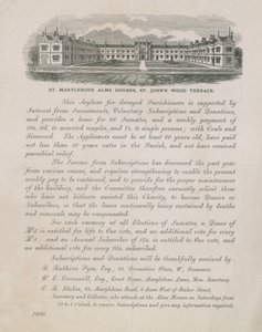 Advertentie voor St Marylebone Alms Houses door English School