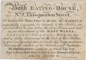 Advertentie voor het Bank Eating House