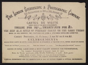 Advertentie voor de London Stereoscopic and Photographic Company