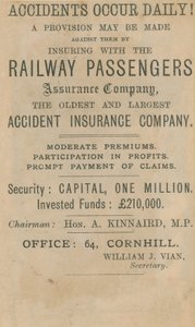 Advertentie voor de Railway Passenger Assurance Company door English School