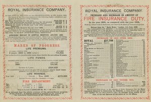 Advertentie voor de Royal Insurance Company door English School