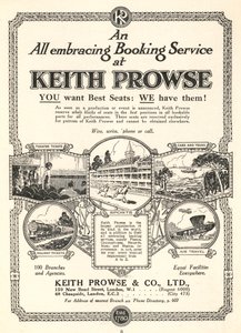 Advertentie voor de kaartverkoopdiensten van Keith Prowse & Co, Ltd door English School