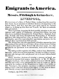 Advertentie voor Packet Ships naar Amerika, 1839 door English School