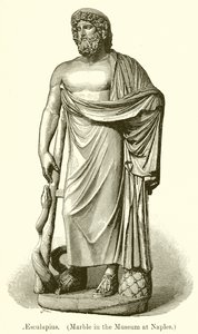 Aesculapius (Marmer in het Museum van Napels) (gravure) door English School