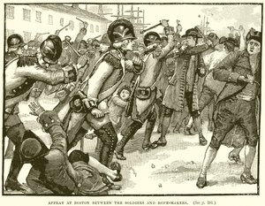 Schermutseling in Boston tussen soldaten en touwmakers door English School