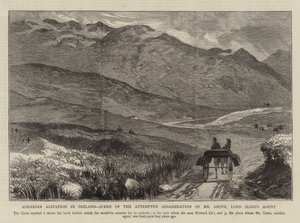 Agrarische agitatie in Ierland, scène van de poging tot moord op Mr. Smith, agent van Lord Sligo