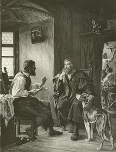 Albert Durer bezoekt Hans Sachs (gravure) door English School