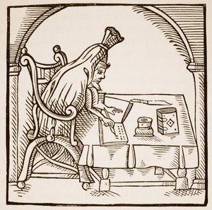 Allegorisch beeld van Robert Green in zijn doodskleed, uit Greene in Conceipt door John Dickenson, 1598