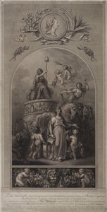 Allegorie van de Stad Londen met Zwaard van de Staat en Stadscharter door English School