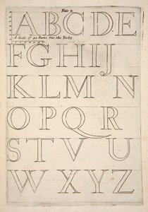 Alfabet voorbeeldblad, uitgegeven 1683 gravure