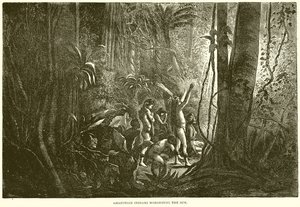 Amazone-indianen die de Zon aanbidden