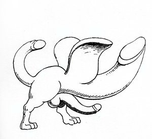 Amulet met een drievoudige phallus